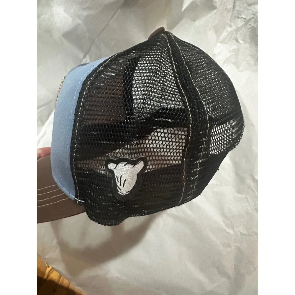 Disney Mickey Mouse Trucker Hat Blue Brown Black Mesh Snapback Cap Patch